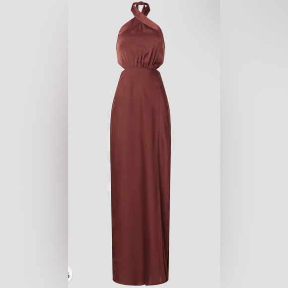 MINK PINK  FINLAY HALTER GOWN WITH SPLIT CLAY color, size Small NWT - Picture 6 of 14